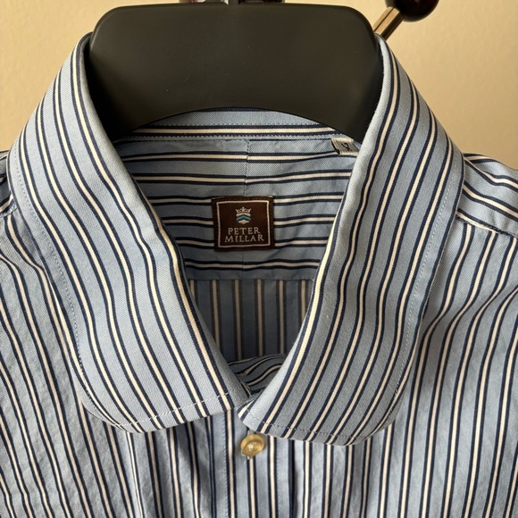 Peter Millar Blue and White Striped Casual Shirt - Picture 2 of 3